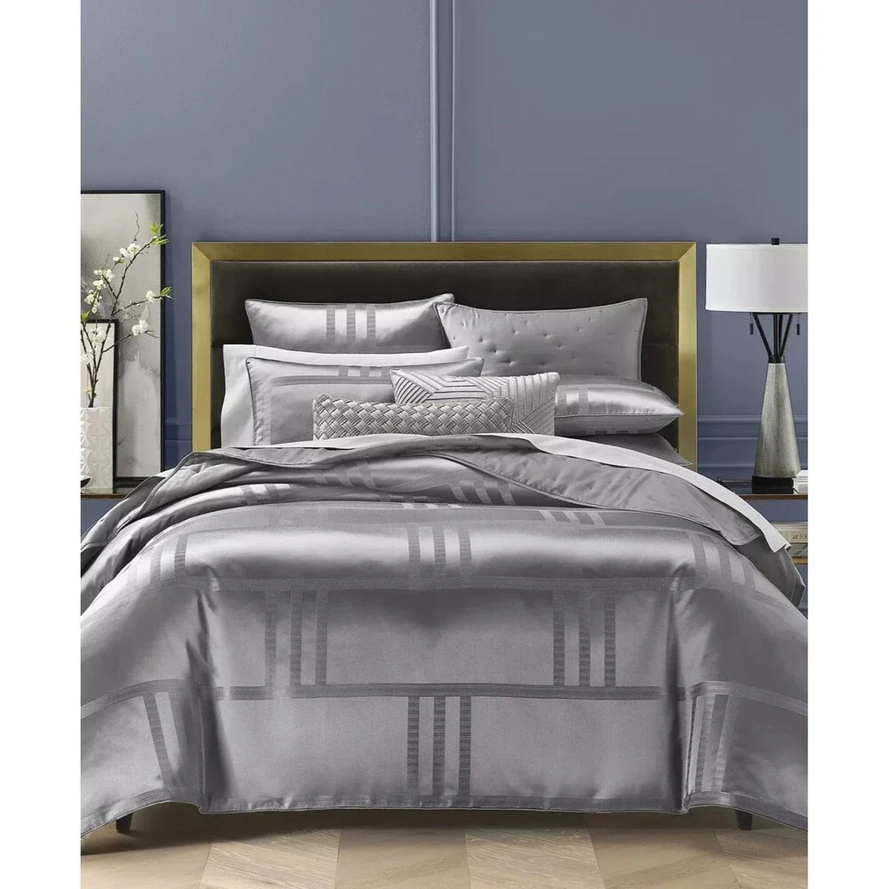 Hotel Collection Structure Charcoal 3-Piece King Duvet Cover Set Geometric